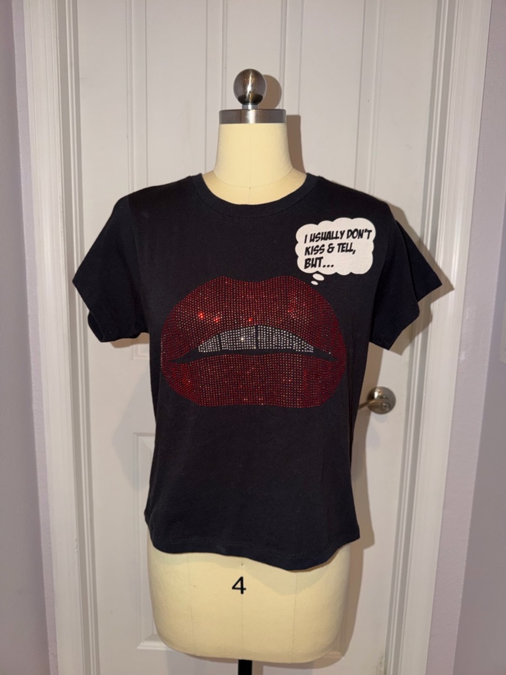 Chaser Black Kiss & Tell Rhinestone Tee
